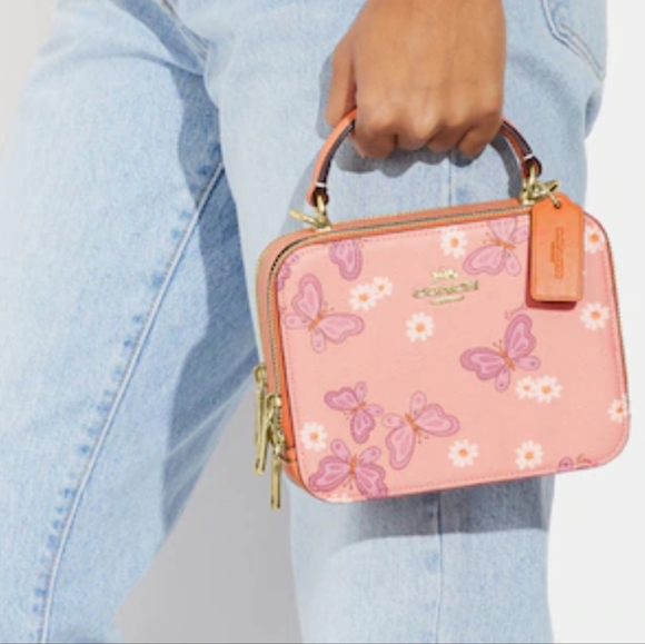 NWT Coach Box Crossbody Handbag w/ Butterflies - Picture 5 of 7